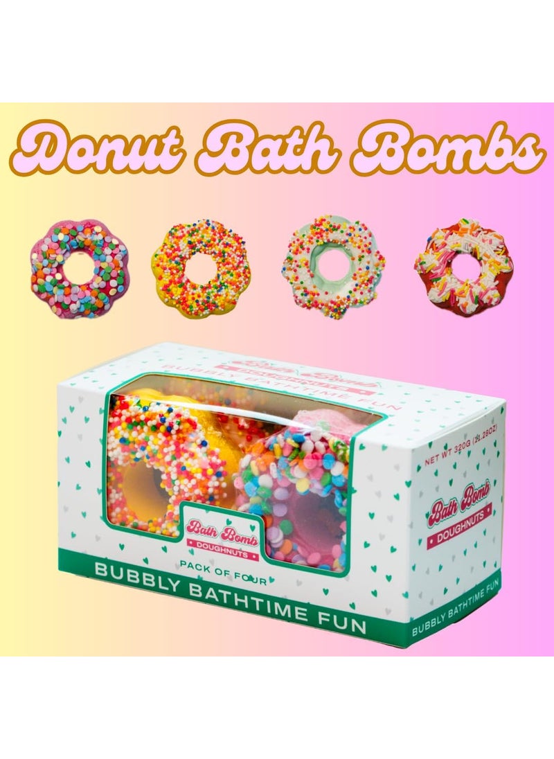 Generic Donut Bath Bombs Gift Set  4 Piece Fun Donut Shaped Bath Bombs  Scented Bath Bombs for Bath for Women Kids and Moms  Gift for Birthdays Valentines Christmas Mothers Day and More 