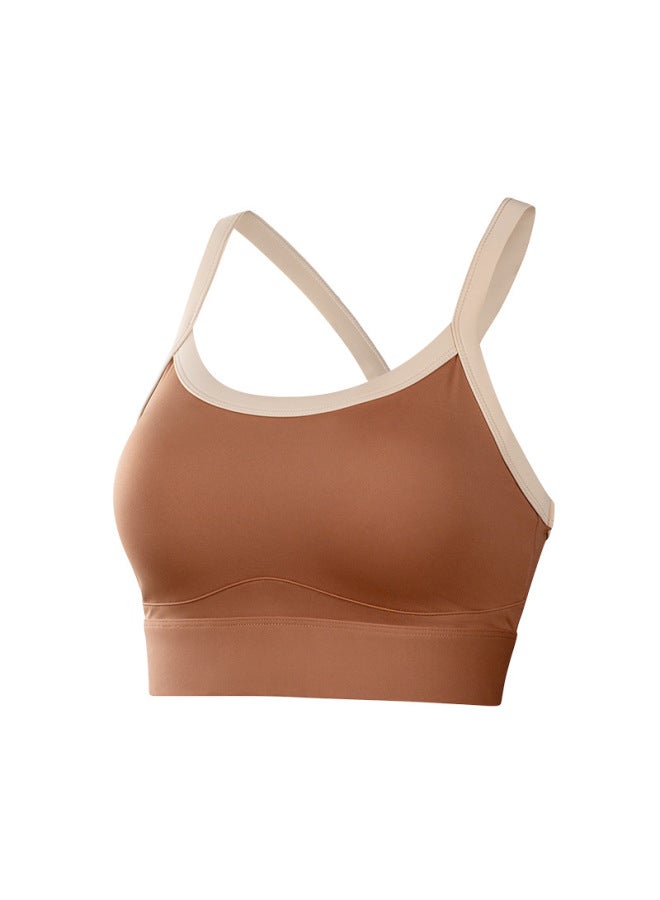 [customized] High-end Sports Bra Shock-proof Running Quick-drying Fixed One-cup Contrasting Color Yoga Back Bra