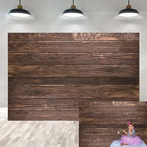 Cenven Wood Vinyl Backdrop Rustic Brown Wooden Board Wall Portrait Photography Background 8x6FT,8x6FT(Width 240cm x Height 180cm) - Image 1