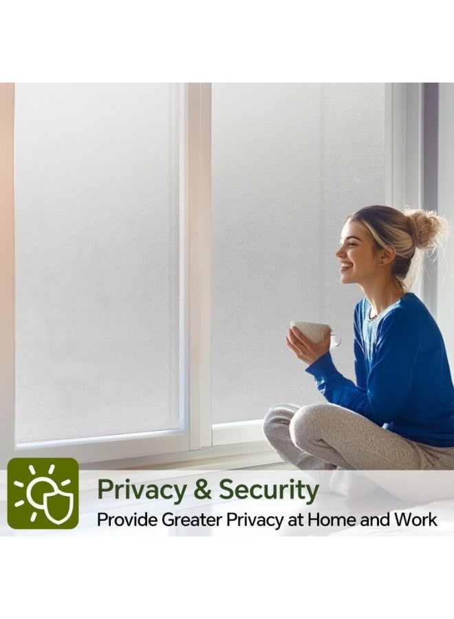عربست فيلم تظليل النوافذ، فيلم خصوصية، زجاج مصنفر، لاصق ثابت، يحجب الأشعة فوق البنفسجية، يتحكم في الحرارة، تظليل النوافذ، عازل ليلاً ونهاراً، مناسب للمنزل والحمام (مصنفر، 45 × 200 سم) - Image 3