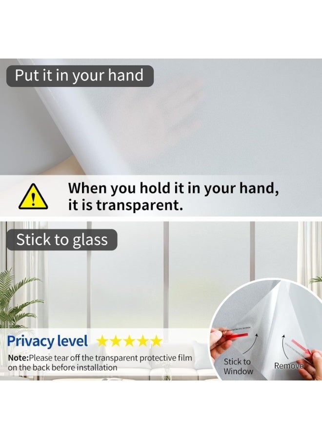 عربست فيلم تظليل النوافذ، فيلم خصوصية، زجاج مصنفر، لاصق ثابت، يحجب الأشعة فوق البنفسجية، يتحكم في الحرارة، تظليل النوافذ، عازل ليلاً ونهاراً، مناسب للمنزل والحمام (مصنفر، 45 × 200 سم) - Image 5