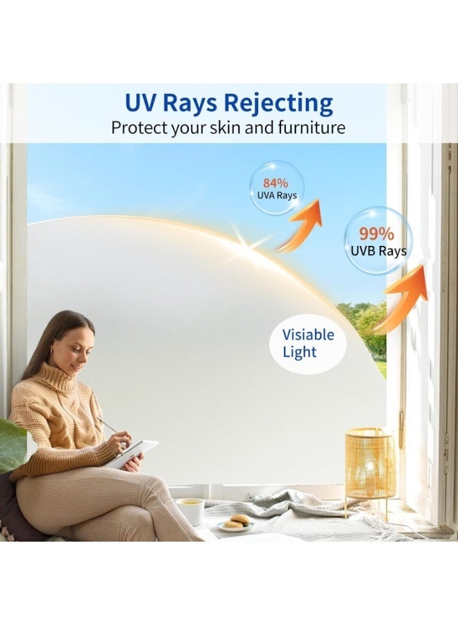 عربست فيلم تظليل النوافذ، فيلم خصوصية، زجاج مصنفر، لاصق ثابت، يحجب الأشعة فوق البنفسجية، يتحكم في الحرارة، تظليل النوافذ، عازل ليلاً ونهاراً، مناسب للمنزل والحمام (مصنفر، 45 × 200 سم) - Image 2