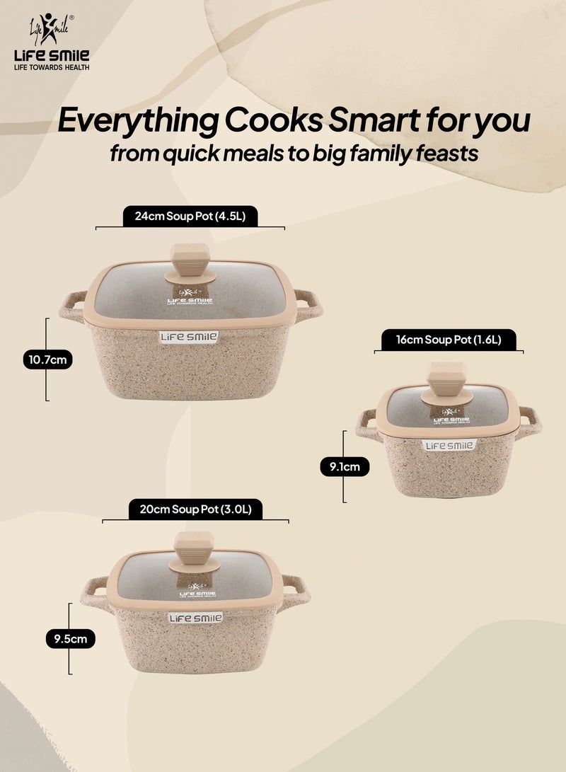 Life Smile Granite Nonstick Cookware Set with Lids – Induction Compatible Aluminum Pots, PFOA-Free, Scratch Resistant - Image 3