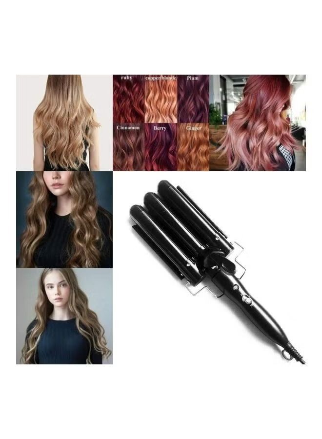 3-Barrel Curling Iron Wand Hair Crimper Black - Image 3