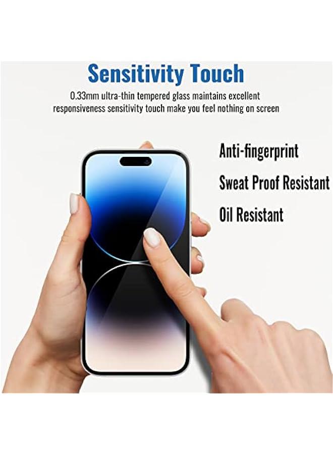 3 Pack Privacy Screen Protector for iPhone 14 Pro Max【6.7 inch】, Sensor Protection, Dynamic Island Compatible, 9H Anti Spy Private Tempered Glass Film, Anti-Scratch, Case Friendly, Easy - Image 5