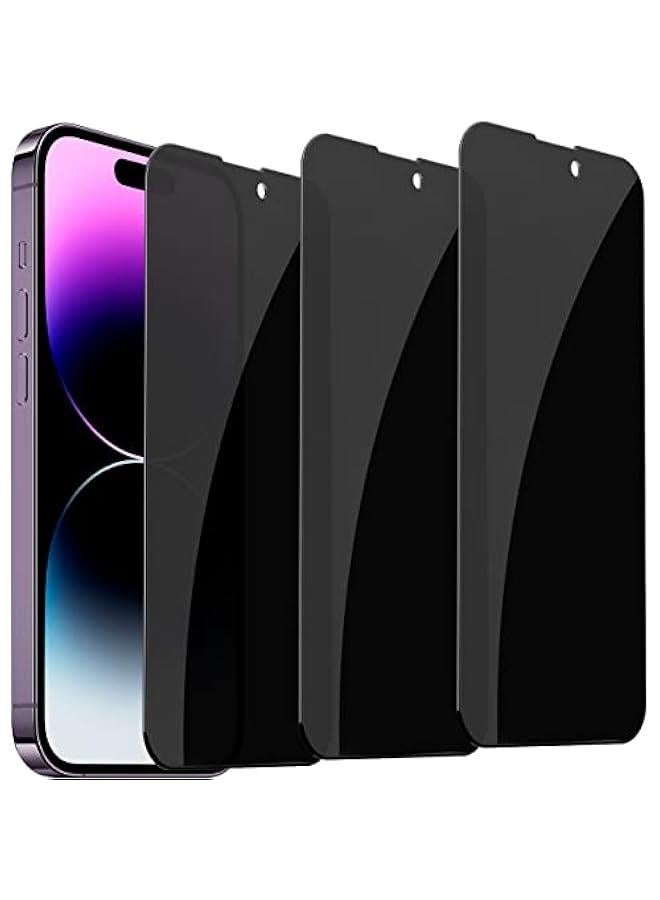 3 Pack Privacy Screen Protector for iPhone 14 Pro Max【6.7 inch】, Sensor Protection, Dynamic Island Compatible, 9H Anti Spy Private Tempered Glass Film, Anti-Scratch, Case Friendly, Easy - Image 1
