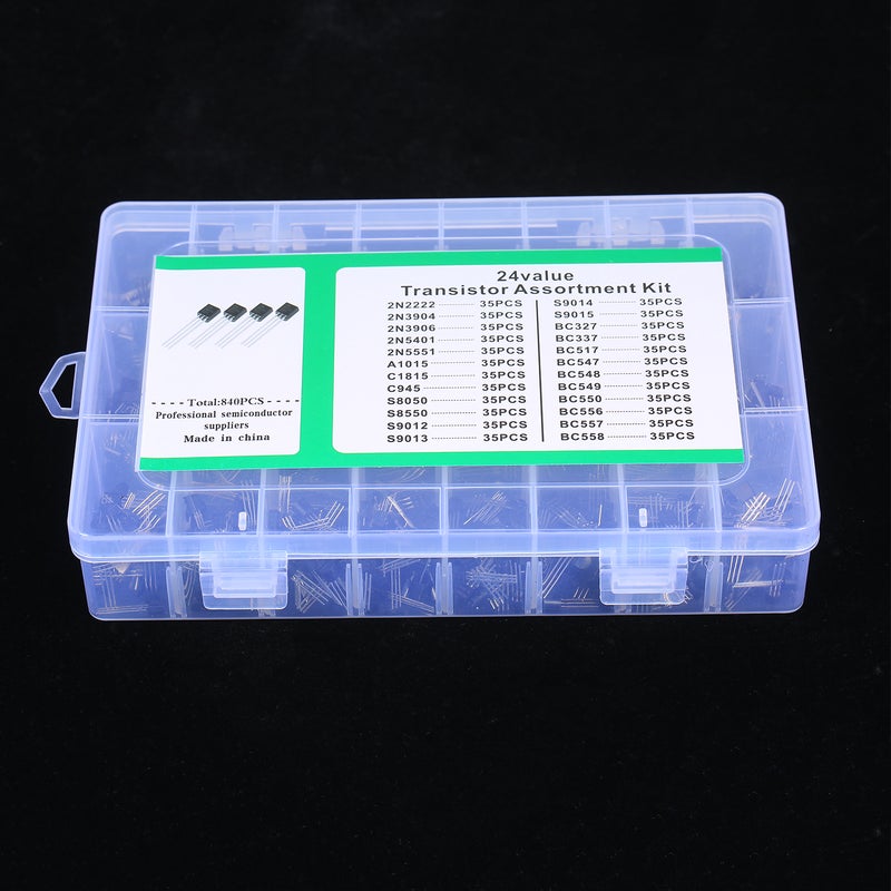 24Values 840PCS NPN PNP Transistor TO-92 Power General Purpose Transistors Assortment Kit BC327 BC337 BC547 2N2222 3904 3906 C945 - Image 2