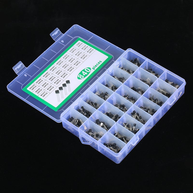 24Values 840PCS NPN PNP Transistor TO-92 Power General Purpose Transistors Assortment Kit BC327 BC337 BC547 2N2222 3904 3906 C945 - Image 4