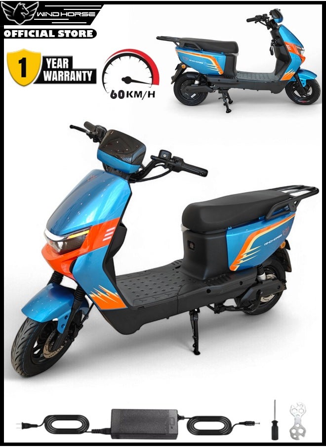 Wind Horse - Electric Scooter with 1500W Motor, 60V 20Ah Battery, 60km/h Max Speed, 50km Range, Carbon Alloy Frame, Remote Lock, Under-Seat Storage, 14-Inch Tires, Disc Brakes, 3-Speed Modes - Image 1