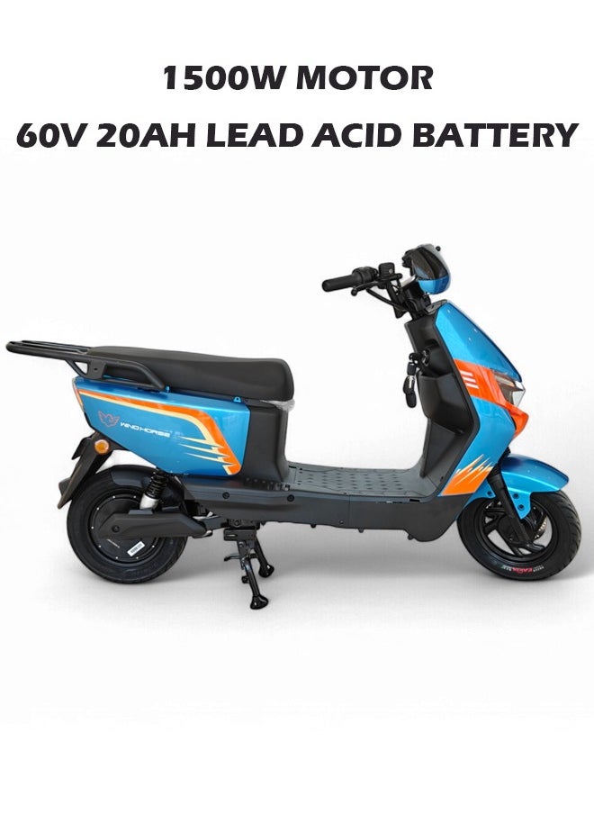 Wind Horse - Electric Scooter with 1500W Motor, 60V 20Ah Battery, 60km/h Max Speed, 50km Range, Carbon Alloy Frame, Remote Lock, Under-Seat Storage, 14-Inch Tires, Disc Brakes, 3-Speed Modes - Image 1