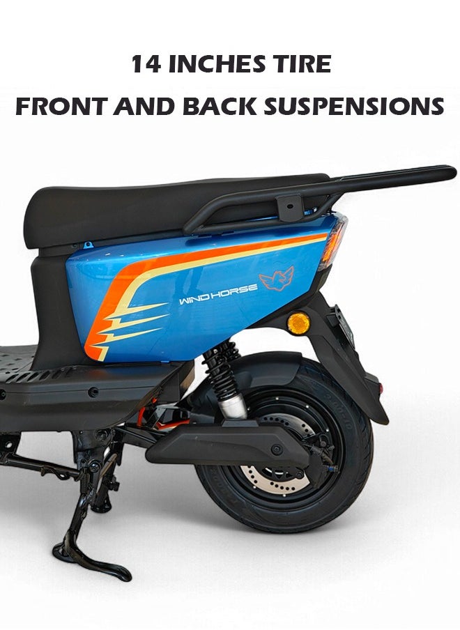 Wind Horse - Electric Scooter with 1500W Motor, 60V 20Ah Battery, 60km/h Max Speed, 50km Range, Carbon Alloy Frame, Remote Lock, Under-Seat Storage, 14-Inch Tires, Disc Brakes, 3-Speed Modes - Image 1