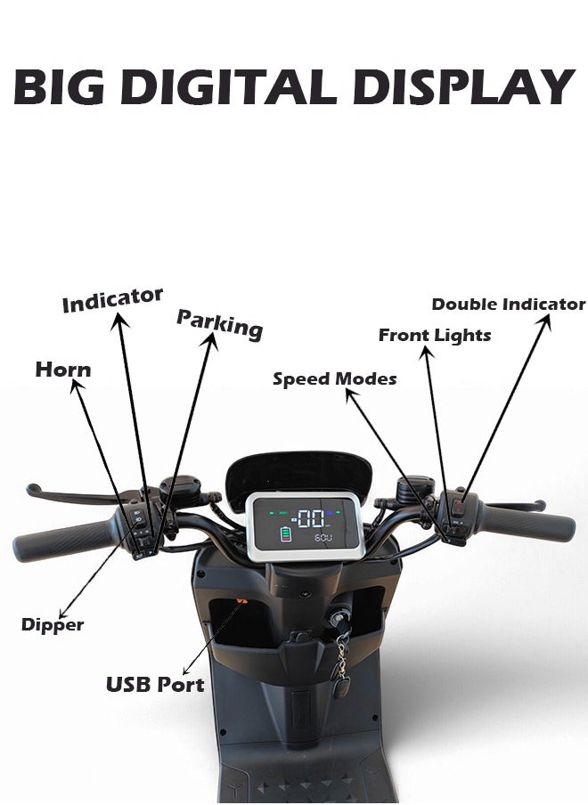 Wind Horse - Electric Scooter with 1500W Motor, 60V 20Ah Battery, 60km/h Max Speed, 50km Range, Carbon Alloy Frame, Remote Lock, Under-Seat Storage, 14-Inch Tires, Disc Brakes, 3-Speed Modes - Image 1