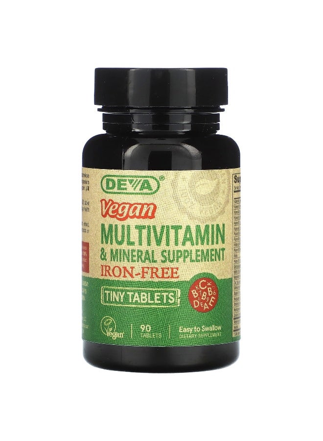 Deva, Vegan Tiny-Tablets Multivitamin & Mineral Supplement, Iron-Free, 90 Tablets (Packaging may vary) - Image 1