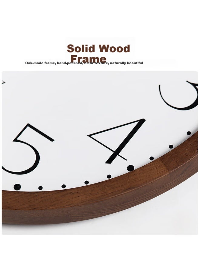 Hense Solid Wood Wall Clock, Living Room Hanging Clock, Home Wall Clock, Creative Simple High-end Quartz Clock Hw89 Oak 30cm - Image 4