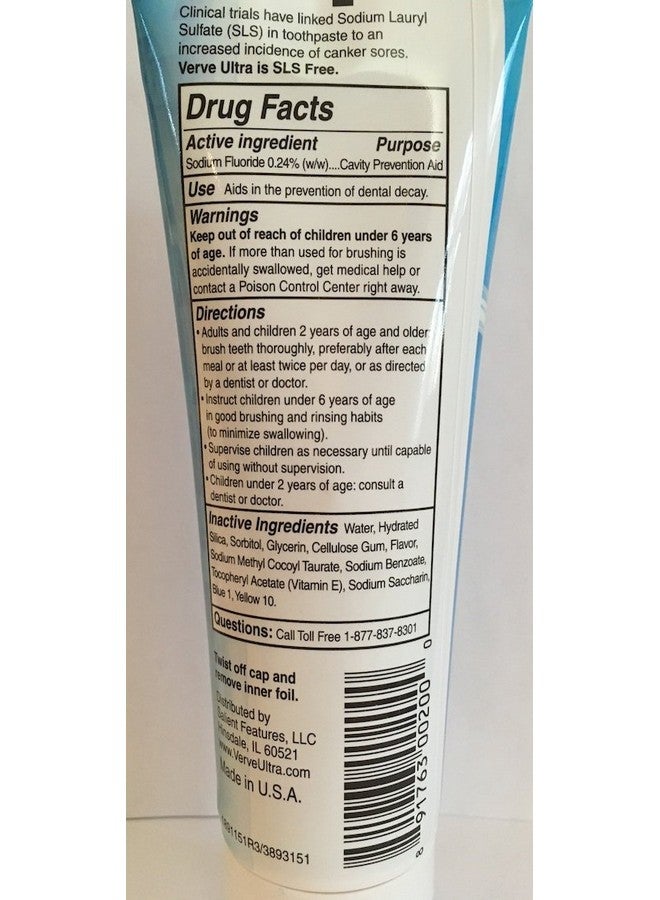 Verve Erve Ultra Slsfree Toothpaste With Fluoride 4.5 Oz. (Pack Of 4) - Image 4