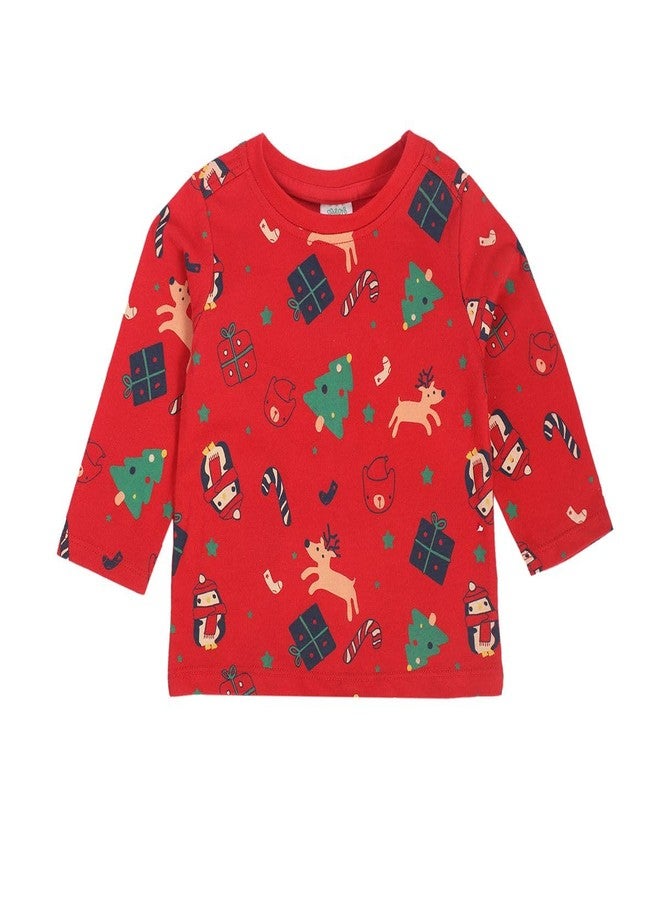 miniklub Baby Round Neck Long Sleeve Full Length Knitted Cotton Navy + Red Color Dungaree Set, Pack Of 2 (6-9M) - Image 4