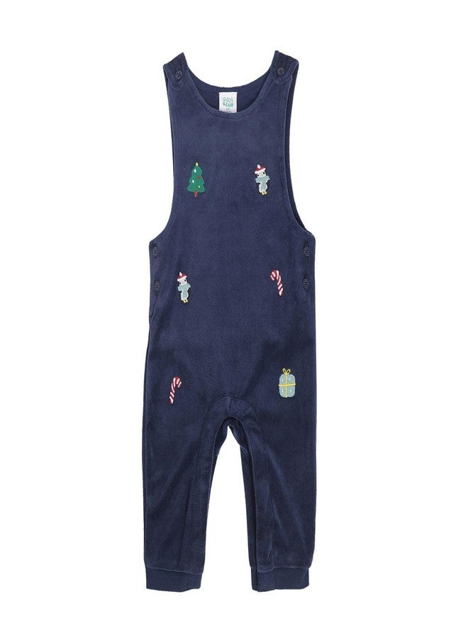 miniklub Baby Round Neck Long Sleeve Full Length Knitted Cotton Navy + Red Color Dungaree Set, Pack Of 2 (6-9M) - Image 5