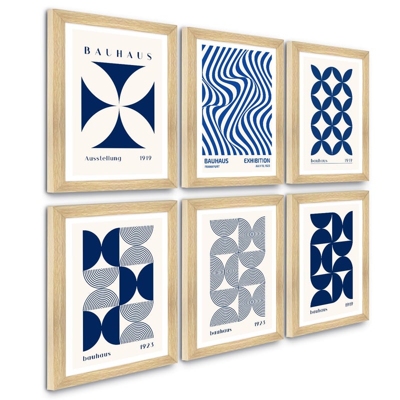 PAPER PLANE DESIGN Vintage Bauhas Art Paintings: Enhance Your Home Décor with Framed European and Floral Masterpieces - Perfect for Living Rooms, Bedrooms, and Office Spaces. (BLUE) - Image 5