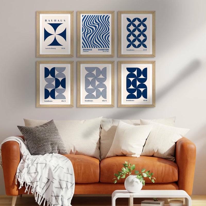 PAPER PLANE DESIGN Vintage Bauhas Art Paintings: Enhance Your Home Décor with Framed European and Floral Masterpieces - Perfect for Living Rooms, Bedrooms, and Office Spaces. (BLUE) - Image 2