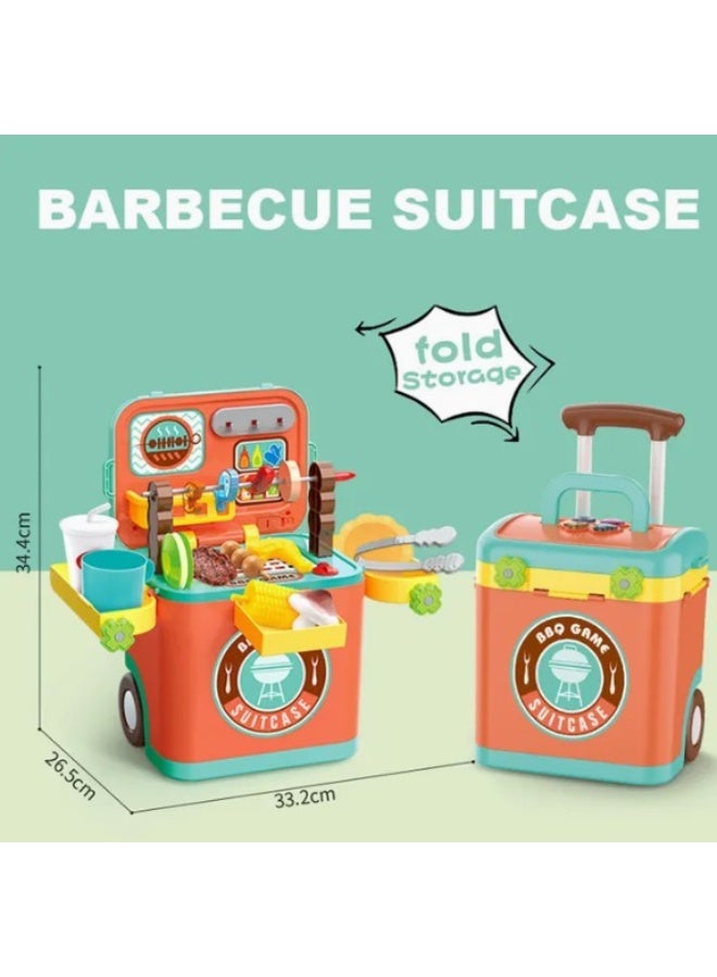 بي بي كيو مجموعة ألعاب الشواء 3 في 1 - حقيبة سفر محمولة بعجلات، وحقيبة كتف، ومحطة شواء مع إضاءة وصوت، متعددة الألوان - Image 2