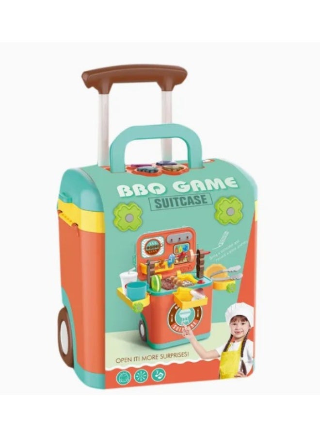 بي بي كيو مجموعة ألعاب الشواء 3 في 1 - حقيبة سفر محمولة بعجلات، وحقيبة كتف، ومحطة شواء مع إضاءة وصوت، متعددة الألوان - Image 3