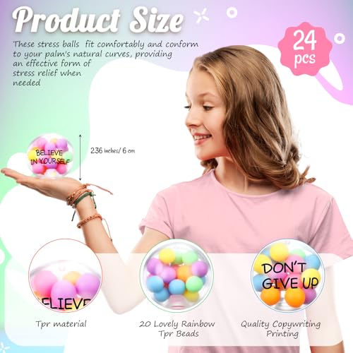 Shappy 24 Pcs Inspirational Stress Relief Balls Motivational Stress Ball Encouraging Color Sensory Toy Bulk Squeeze Balls for Adults Small Therapy Toys for Gifts Fidget Anxiety 236 Inch Macarons - Image 5