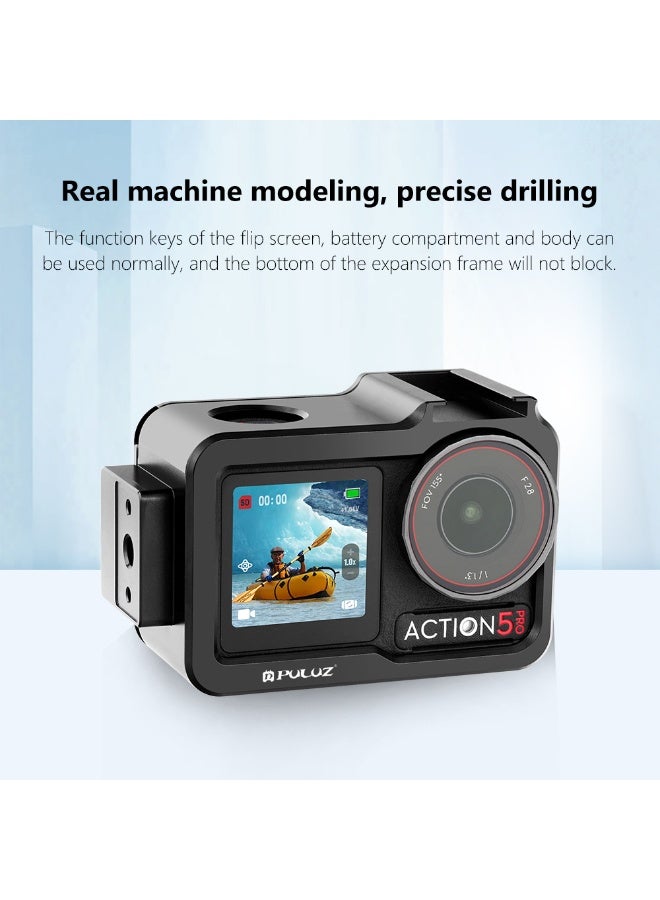 بولوز إطار معدني من PULUZ لتوسيع الكاميرا مع محول الحذاء البارد لكاميرا DJI Osmo Action 5 Pro (باللون الأسود) - Image 5