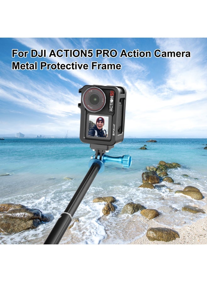 بولوز إطار معدني من PULUZ لتوسيع الكاميرا مع محول الحذاء البارد لكاميرا DJI Osmo Action 5 Pro (باللون الأسود) - Image 2