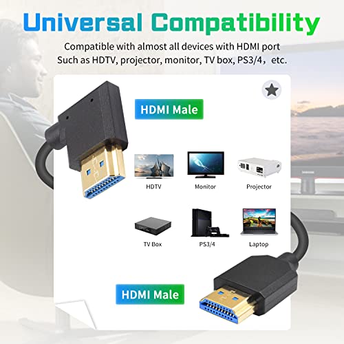 Duttek 8K Right Angle HDMI Cable 1FT-4FT, Coiled HDMI Cable 48Gbps, Extreme Thin HDMI Male to Male Coiled Cable Support Dynamic HDR, Has 8K@60Hz Resolution Backward Compatible 4K Ultra HD, 1080p, 3D - Image 5