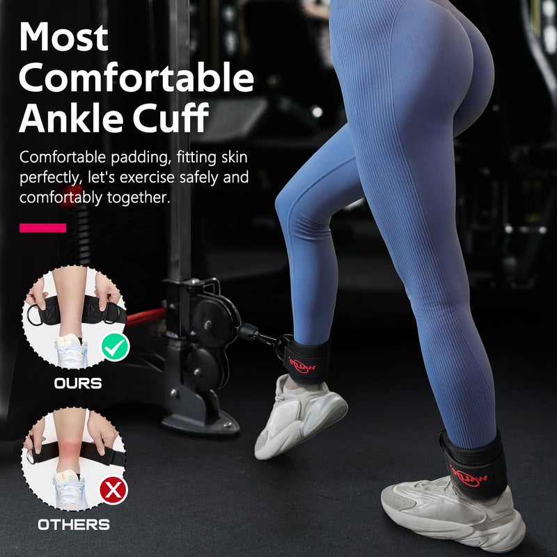 WALITO Ankle Straps for Cable Machines Women - Glute Ankle Cuff Kickback Strap, Gym Cable Machine Accessories for Glute Leg Extensions, Hip Abductors & Lower Body Exercises Equipment - Image 5