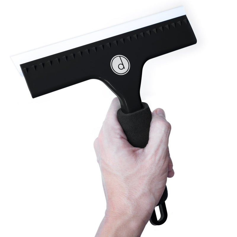 desired tools Squeegee for Shower Door, Car Windshield, and Glass Window - 2 Extra Silicone Replacement Blades - Foam Handle - Black - Image 2