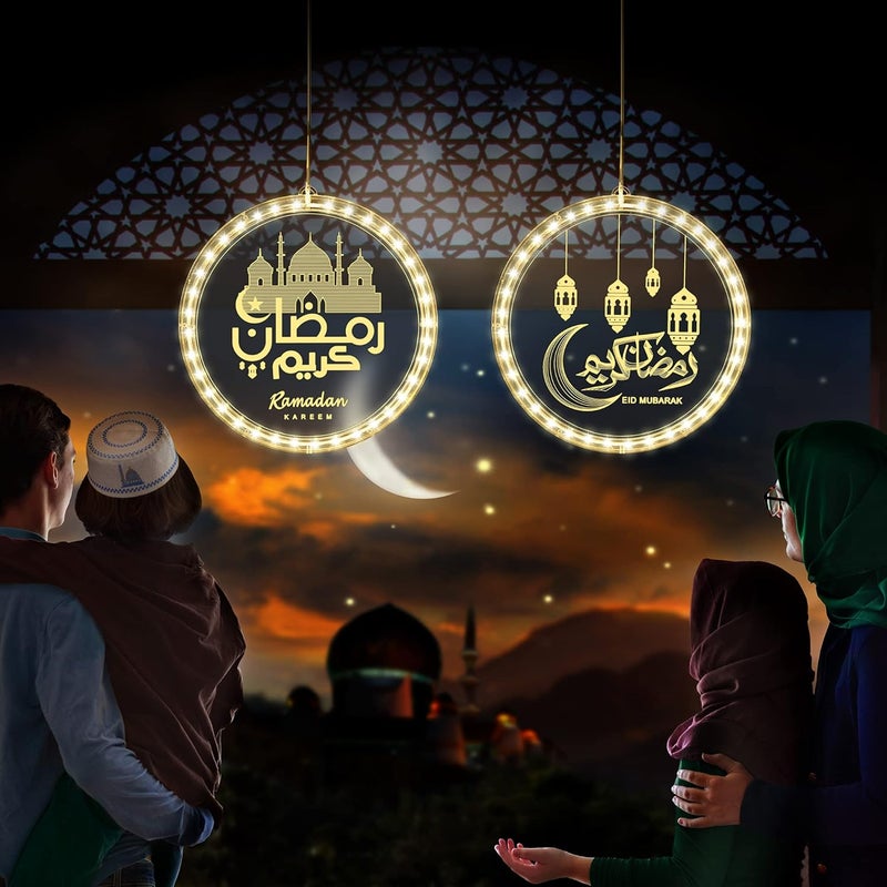 كلاراكو ديكورات إضاءة رمضان ثلاثية الأبعاد، أضواء رمضان كريم وأضواء رمضان العيد، ديكورات أضواء النوافذ الإسلامية، نمط القمر والنجمة الإسلامي للمسلمين للاستخدام الخارجي والداخلي وديكور غرفة النوم والحفلات المنزلية - Image 5