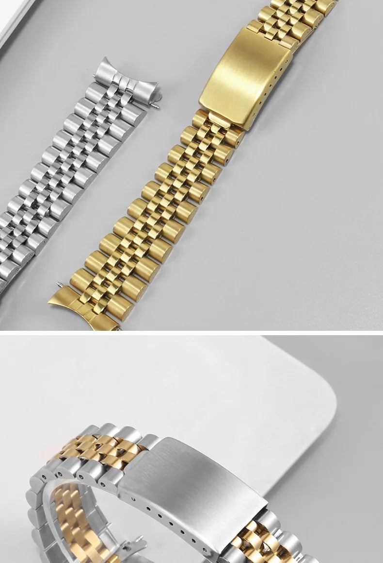 Bluejw Luxury 304 Stainless Steel Watch Strap – Seven Beads Solid Metal Replacement Band for Watches, Fits 14/16/18/20/21/22/24/25/26mm - Image 3