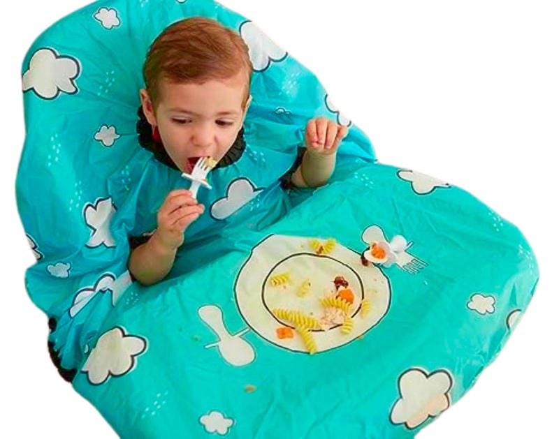 grabease Allover Waterproof Bib for Self-Feeding Infants and Toddlers, Machine Washable, Ages 6-24 Months, Teal - Baby Bibs - Image 1
