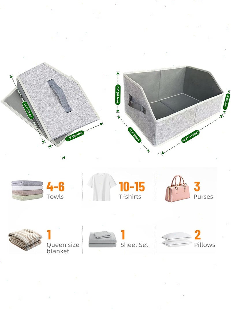 يواوليتي منظم ملابس للخزانة ، منظم خزانة وصناديق تخزين مع مقابض ، سلال تخزين شبه منحرف من القماش ، أرفف ، درج خزانة تخزين حاويات للملابس ، الألعاب ، الجينز ، الكتاب ،(4 عبوات) - Image 2