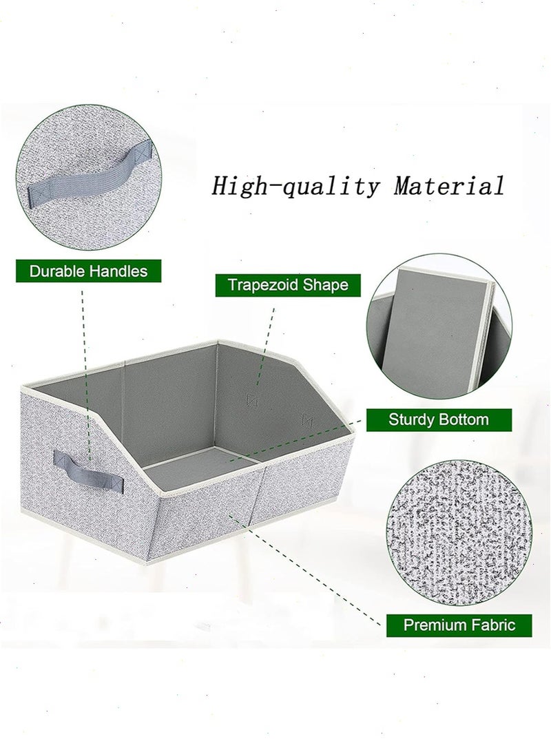 يواوليتي منظم ملابس للخزانة ، منظم خزانة وصناديق تخزين مع مقابض ، سلال تخزين شبه منحرف من القماش ، أرفف ، درج خزانة تخزين حاويات للملابس ، الألعاب ، الجينز ، الكتاب ،(4 عبوات) - Image 3