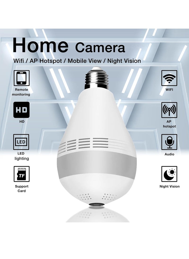 Generic - DDLC Wi-Fi Camera CCTV – 1080p Wireless PTZ Bulb Shape V380 Pro | 360° Indoor Smart Home Security Camera with Motion Sensor, LED Lights, and Continuous Recording - Image 1