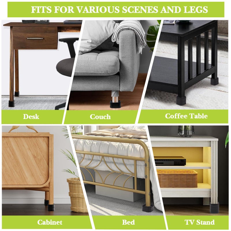 Yookwutar 8 Pack Furniture Risers 1 or 2 Inch, Adjustable Bed Risers Heavy Duty For Table Desk Couch Chair Sofa Cabinet Bed Legs Dorm, Square Stackable Bed Raisers Blocks Lift Height 1", 2" or 3", Black - Image 3