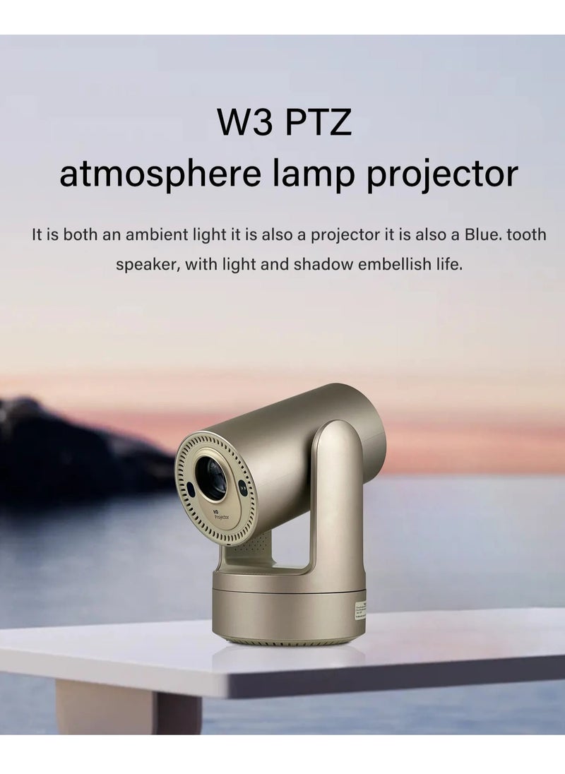 MOCOM - AI Autofocus Rechargeable Mini 4K Smart Projector W3 - 5G WiFi6, 5200mAh Battery, Auto Focus, 250ANSI Lumens, Android 9.0, Portable Outdoor Home Theater Projector with Multi-Angle Head Design (230° Adjustable) - Image 1