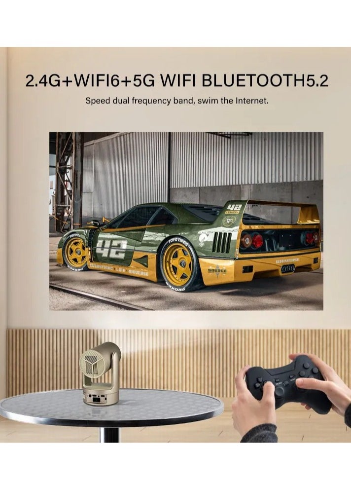 MOCOM - AI Autofocus Rechargeable Mini 4K Smart Projector W3 - 5G WiFi6, 5200mAh Battery, Auto Focus, 250ANSI Lumens, Android 9.0, Portable Outdoor Home Theater Projector with Multi-Angle Head Design (230° Adjustable) - Image 1