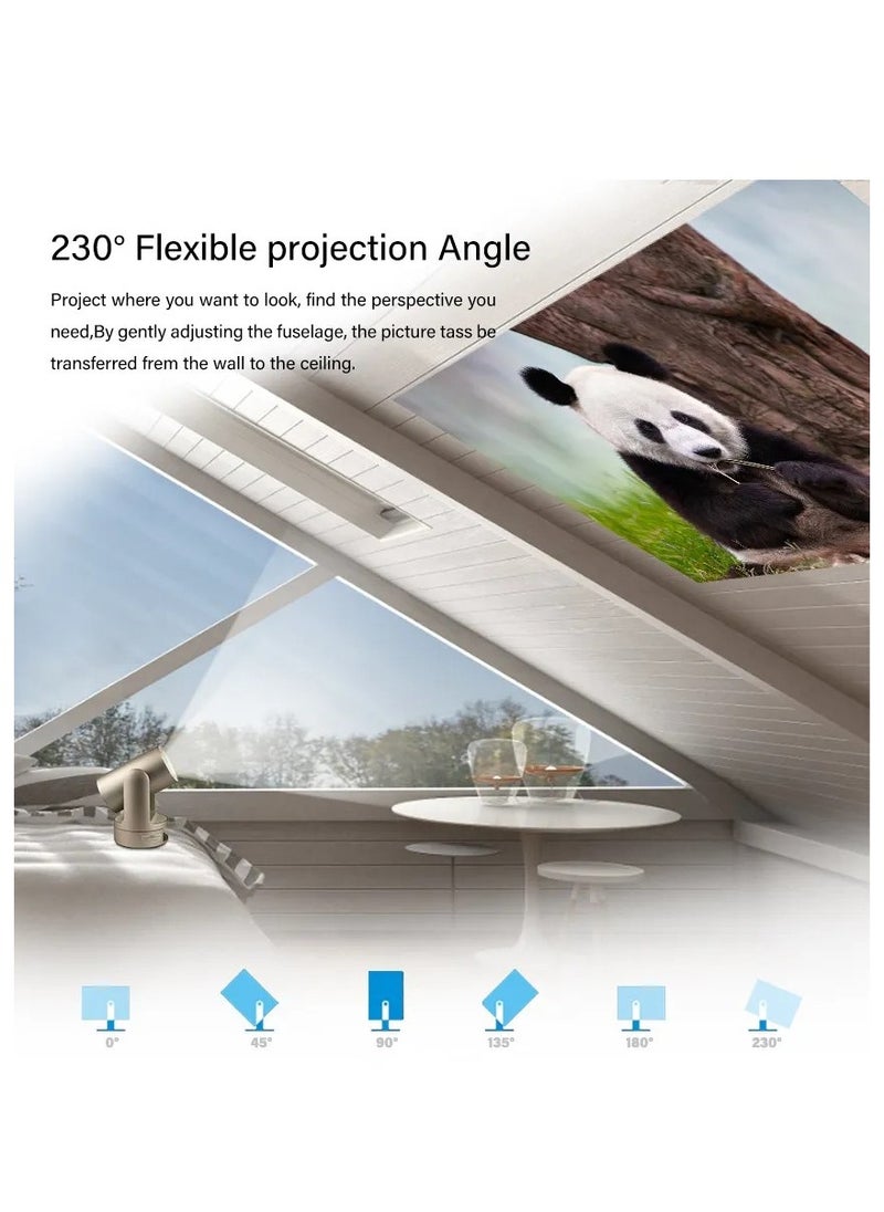 MOCOM - AI Autofocus Rechargeable Mini 4K Smart Projector W3 - 5G WiFi6, 5200mAh Battery, Auto Focus, 250ANSI Lumens, Android 9.0, Portable Outdoor Home Theater Projector with Multi-Angle Head Design (230° Adjustable) - Image 1