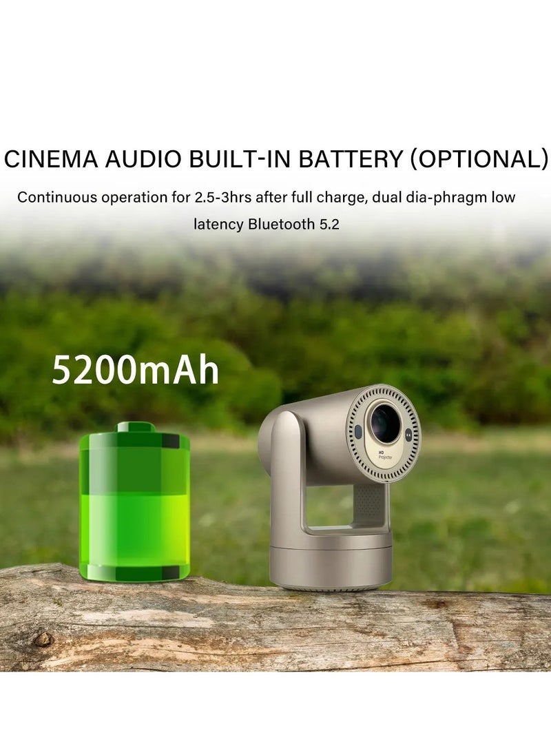 MOCOM - AI Autofocus Rechargeable Mini 4K Smart Projector W3 - 5G WiFi6, 5200mAh Battery, Auto Focus, 250ANSI Lumens, Android 9.0, Portable Outdoor Home Theater Projector with Multi-Angle Head Design (230° Adjustable) - Image 1