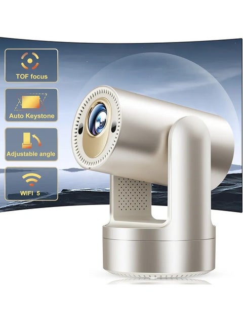 AI Autofocus Rechargeable Mini 4K Smart Projector W3 - 5G WiFi6, 5200mAh Battery, Auto Focus, 250ANSI Lumens, Android 9.0, Portable Outdoor Home Theater Projector with Multi-Angle Head Design (230° Adjustable)