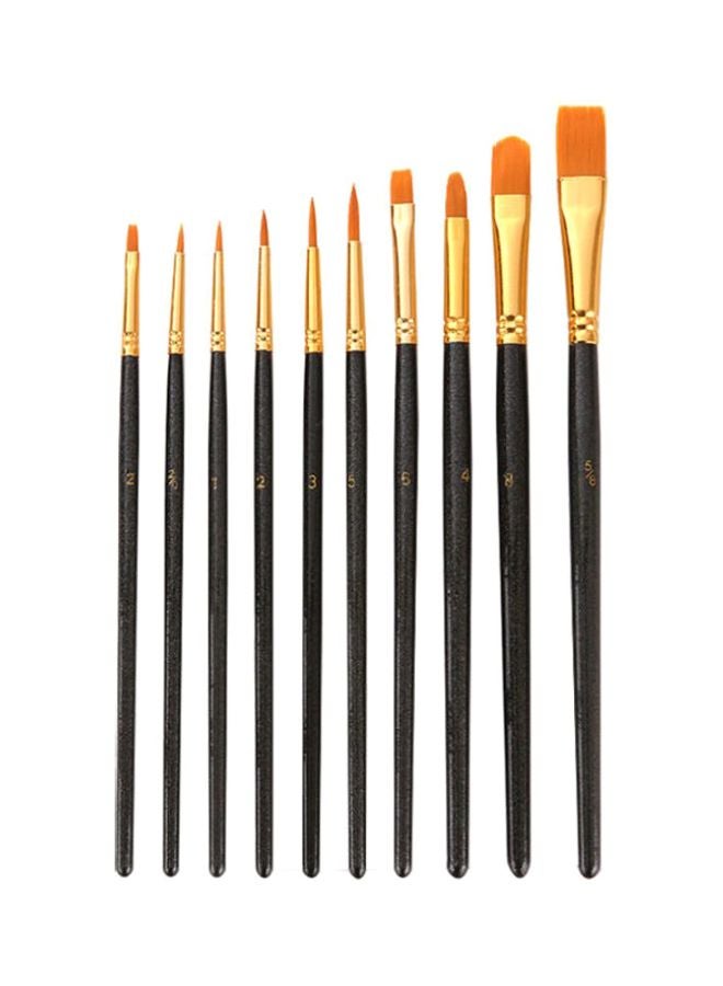 NIBEMINENT 10-Piece Watercolour Oil Painting Brush Set Black/Gold - Image 1