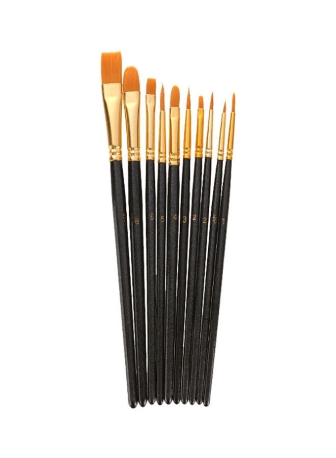 NIBEMINENT 10-Piece Watercolour Oil Painting Brush Set Black/Gold - Image 3