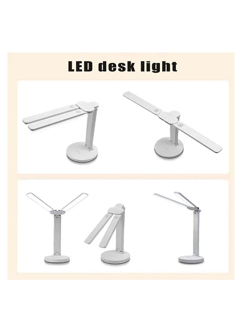 2 in 1 Adjustable LED Desk Lamp European 120 Degree Eye Contact Paper, Dimmable Double Head Desk Lamp for Home Office Workbench Reading (Adjustable Desk Lamp)