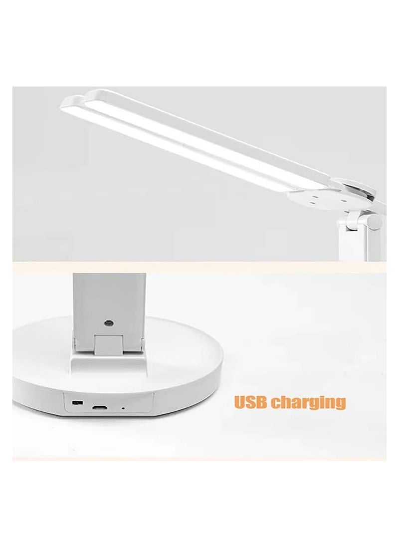 2 in 1 Adjustable LED Desk Lamp European 120 Degree Eye Contact Paper, Dimmable Double Head Desk Lamp for Home Office Workbench Reading (Adjustable Desk Lamp)
