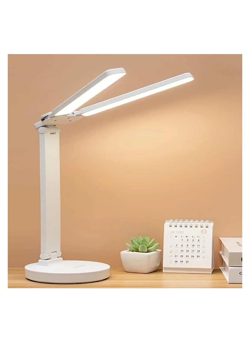 2 in 1 Adjustable LED Desk Lamp European 120 Degree Eye Contact Paper, Dimmable Double Head Desk Lamp for Home Office Workbench Reading (Adjustable Desk Lamp)