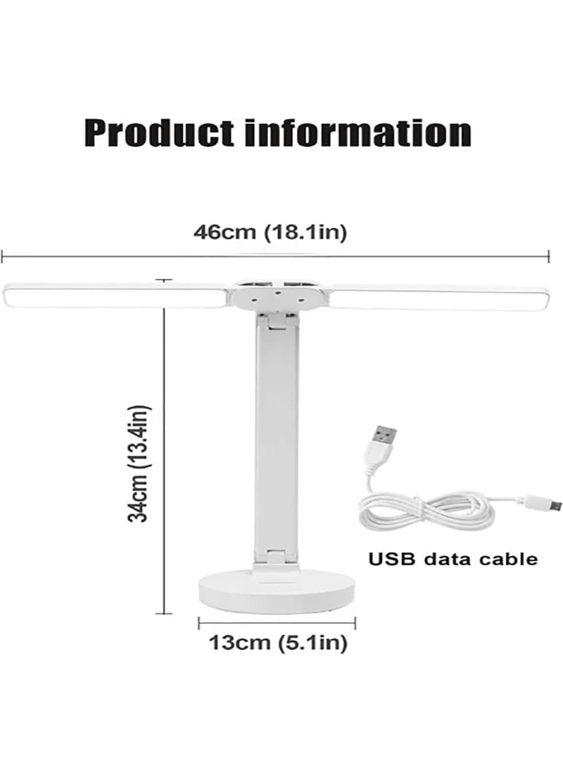 2 in 1 Adjustable LED Desk Lamp European 120 Degree Eye Contact Paper, Dimmable Double Head Desk Lamp for Home Office Workbench Reading (Adjustable Desk Lamp)