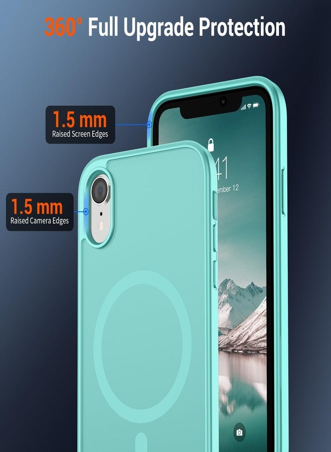 استلق جراب هاتف SUPFINE المغناطيسي لهاتف iPhone XR (متوافق مع MagSafe) (حماية فائقة ضد السقوط بمعايير عسكرية) جراب نحيف شفاف غير لامع مقاوم للصدمات ومضاد لبصمات الأصابع، أزرق مخضر - Image 4